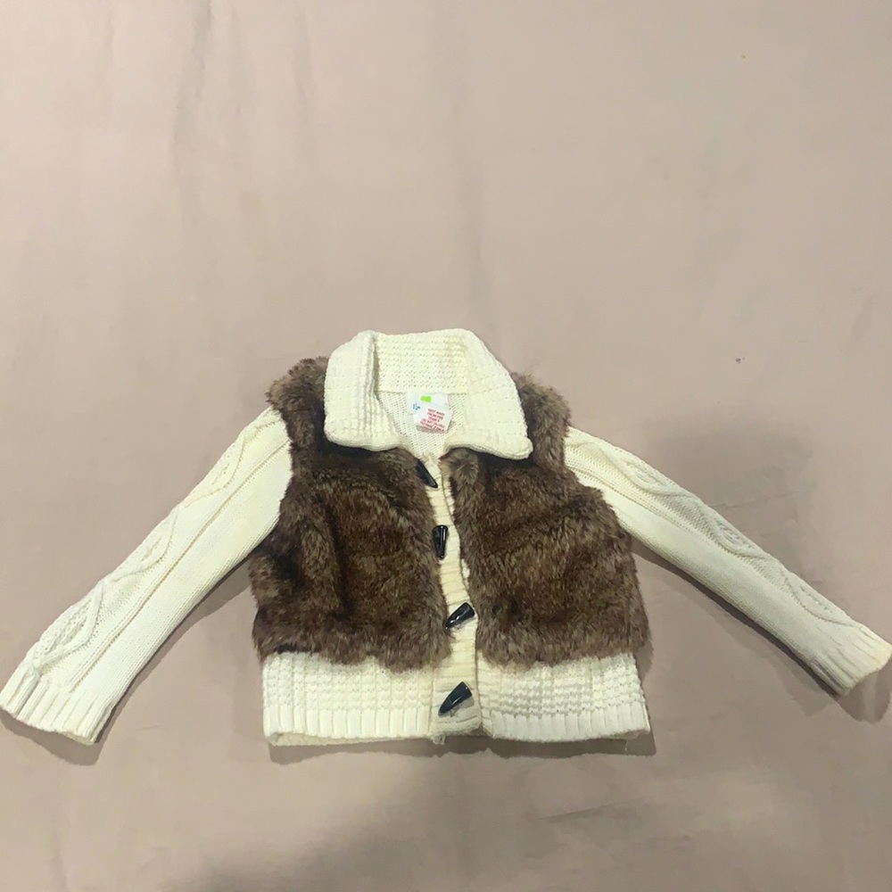 Girls cardigan, faux fur front, size 24 month, worn once